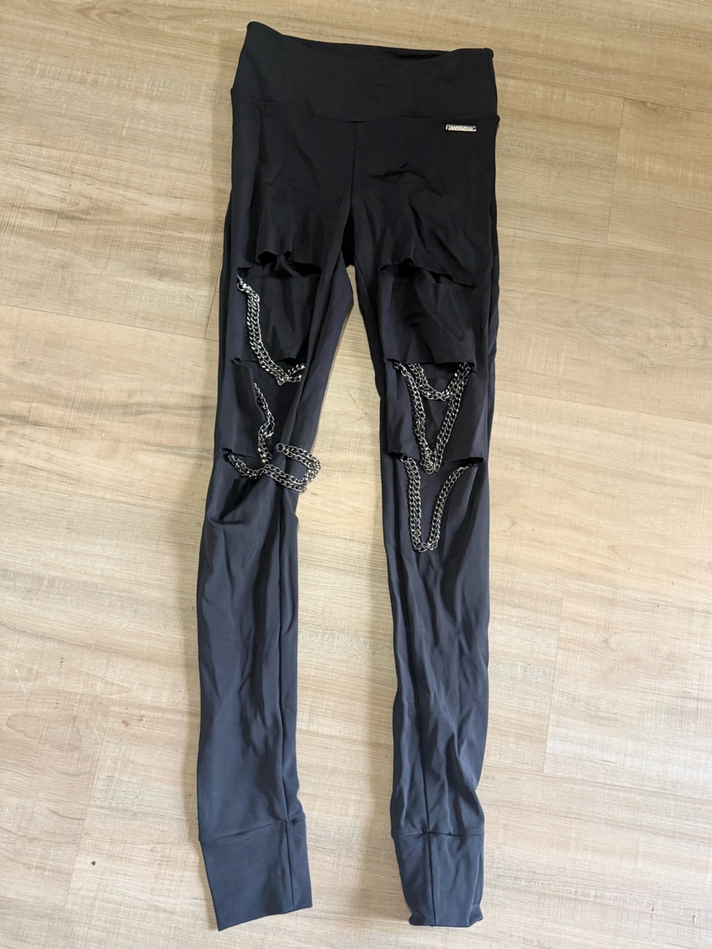 Vestem Black Performance Leggings with Metal Logo Plate